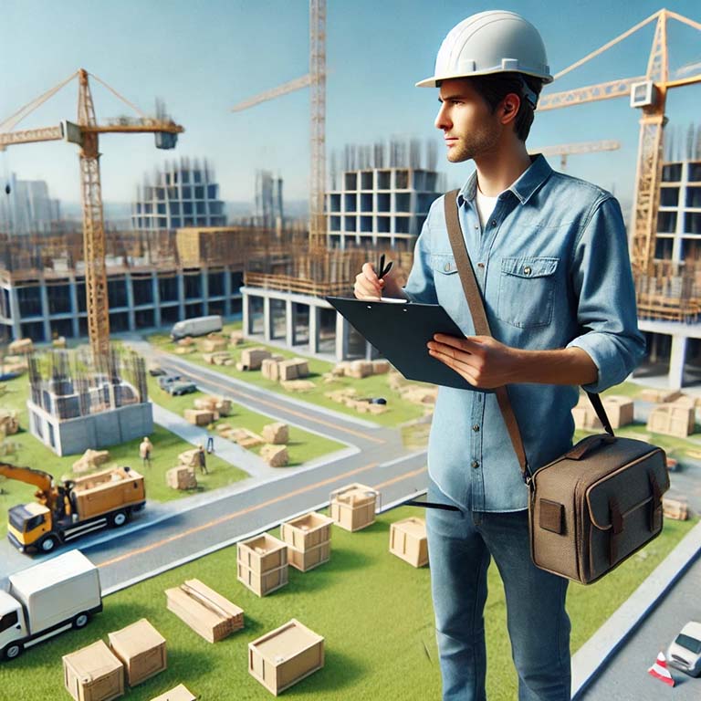 Supervision de chantier avec vidéaste en casque